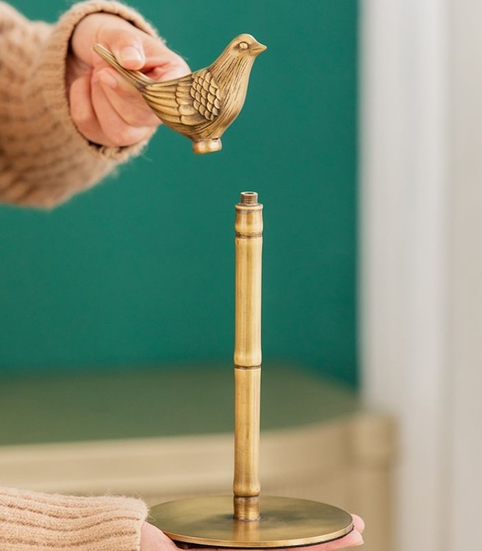 Elegant Solid Brass Paper Towel Holder – Charming Bird Design