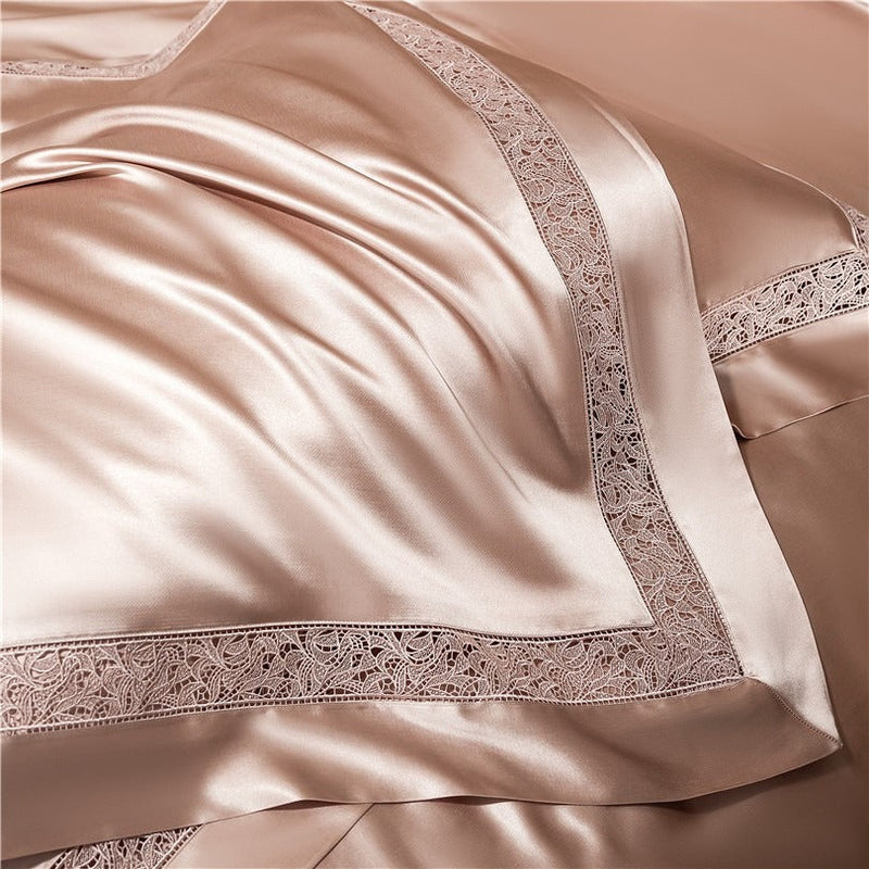 Miravique Rose Gold Modern Satin Egyptian Cotton Bedding Set