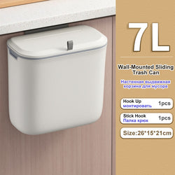 Wall Mounted Hanging Trash Bin | Space-Saving Kitchen Trash Can with Sealing Lid for Odor Control | Versatile Use in Cabinets, Bathrooms, and Offices