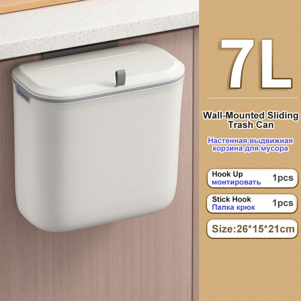 Wall Mounted Hanging Trash Bin | Space-Saving Kitchen Trash Can with Sealing Lid for Odor Control | Versatile Use in Cabinets, Bathrooms, and Offices