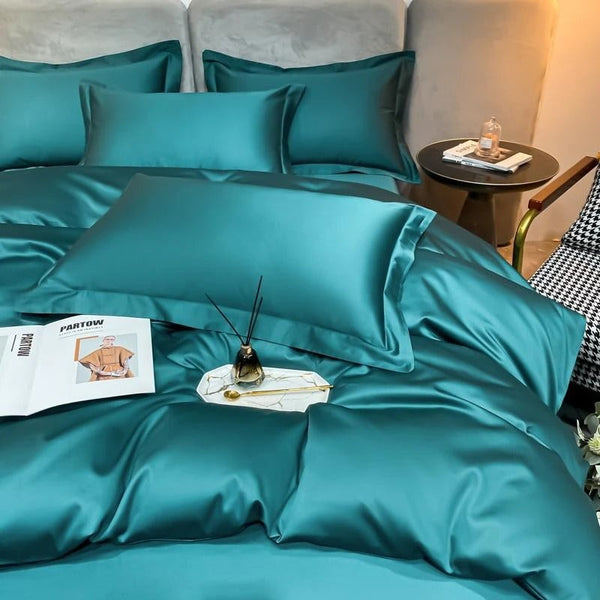 Miravique Green Silky Cotton Bedding Set