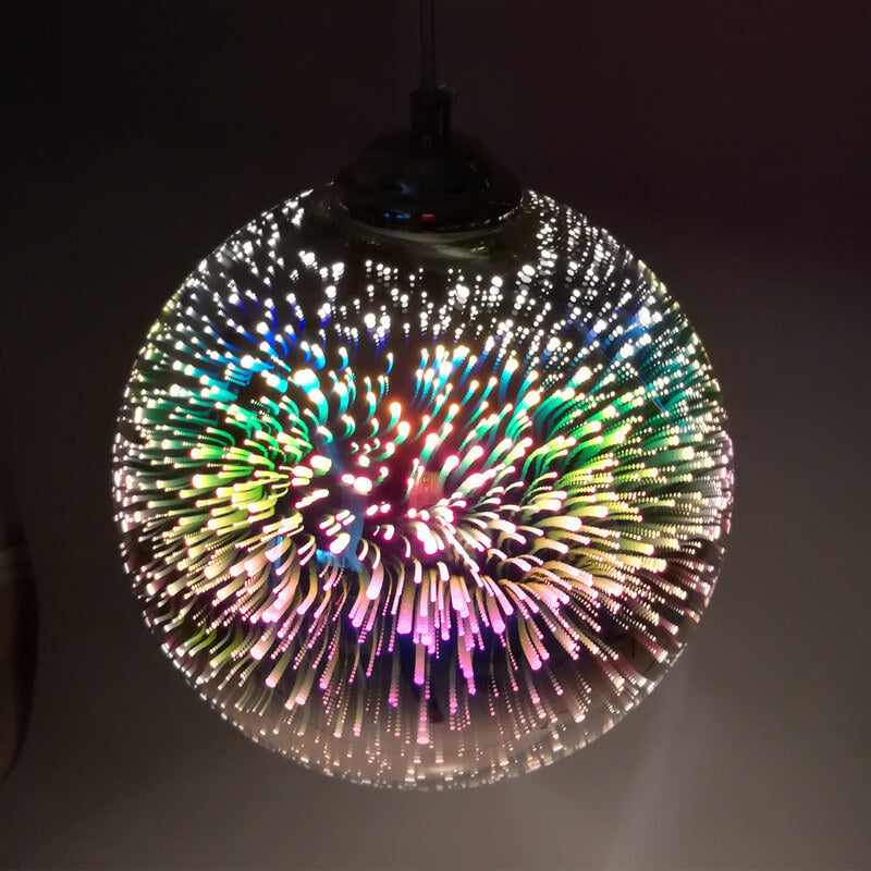 Modern Creative 3D Colorful Fireworks Glass 1-Light Dome Pendant Light