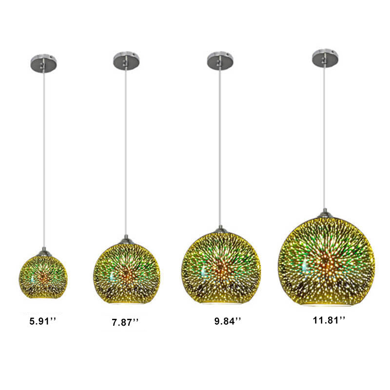 Modern Creative 3D Colorful Fireworks Glass 1-Light Dome Pendant Light