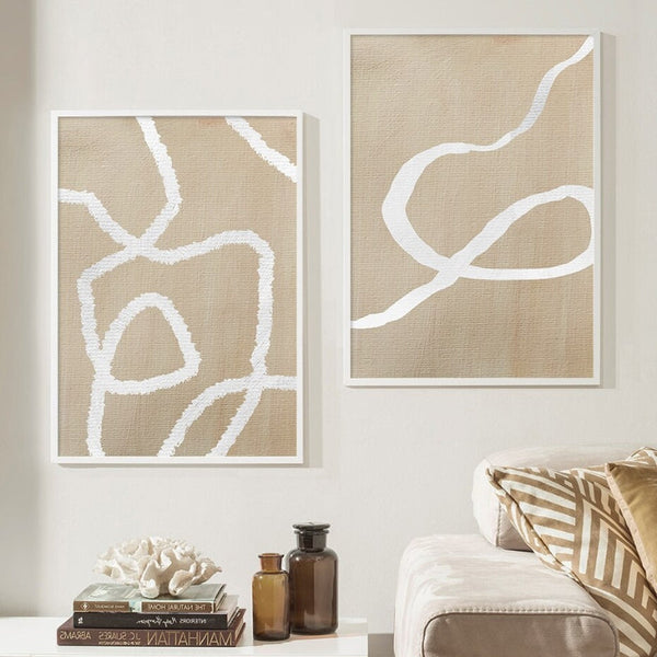 Neutral Beige Abstract Wall Art Poster Prints