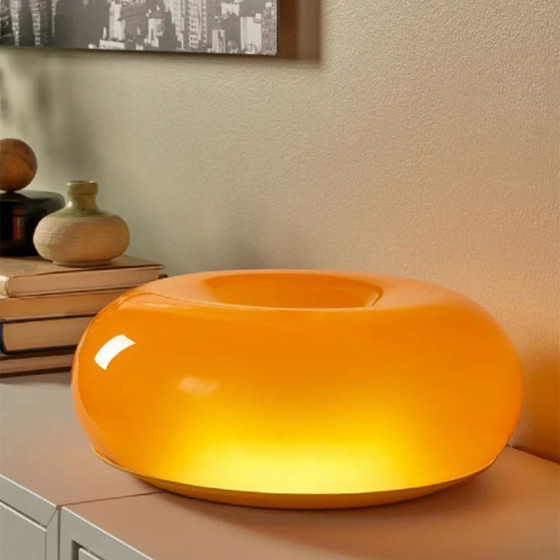 Miravique Donut Lamp – LED Dimmable Orange Table & Wall Lamp, Energy-Efficient Glass Light for Living Room, Bedroom, Dorm