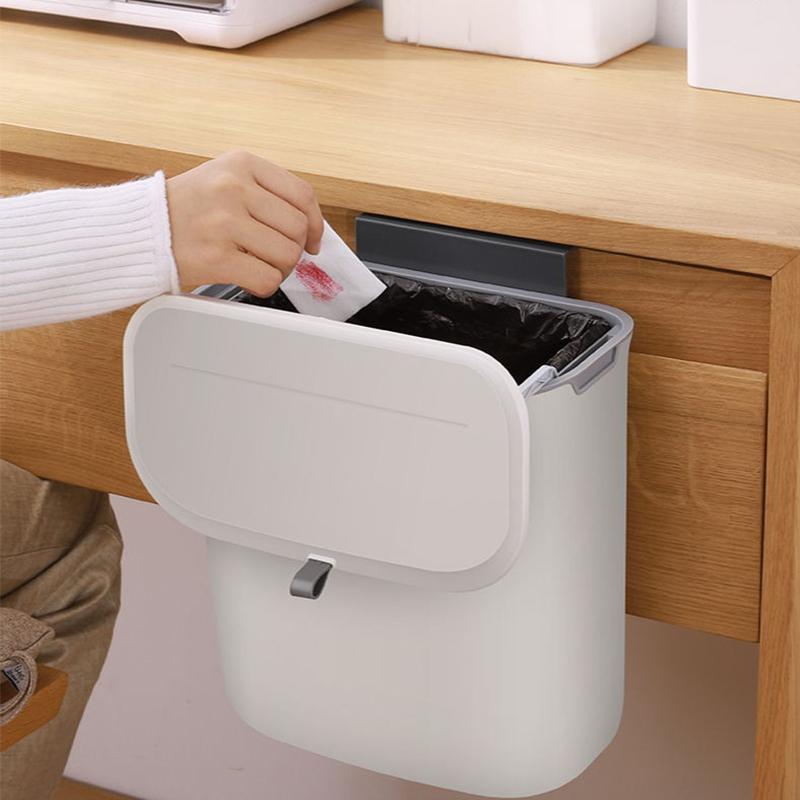 Wall Mounted Hanging Trash Bin | Space-Saving Kitchen Trash Can with Sealing Lid for Odor Control | Versatile Use in Cabinets, Bathrooms, and Offices