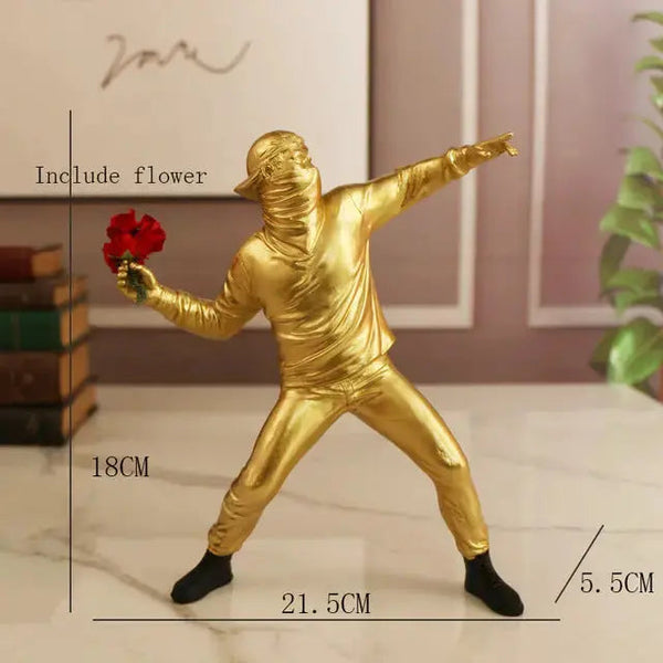 Banksy Flower Thrower Statue