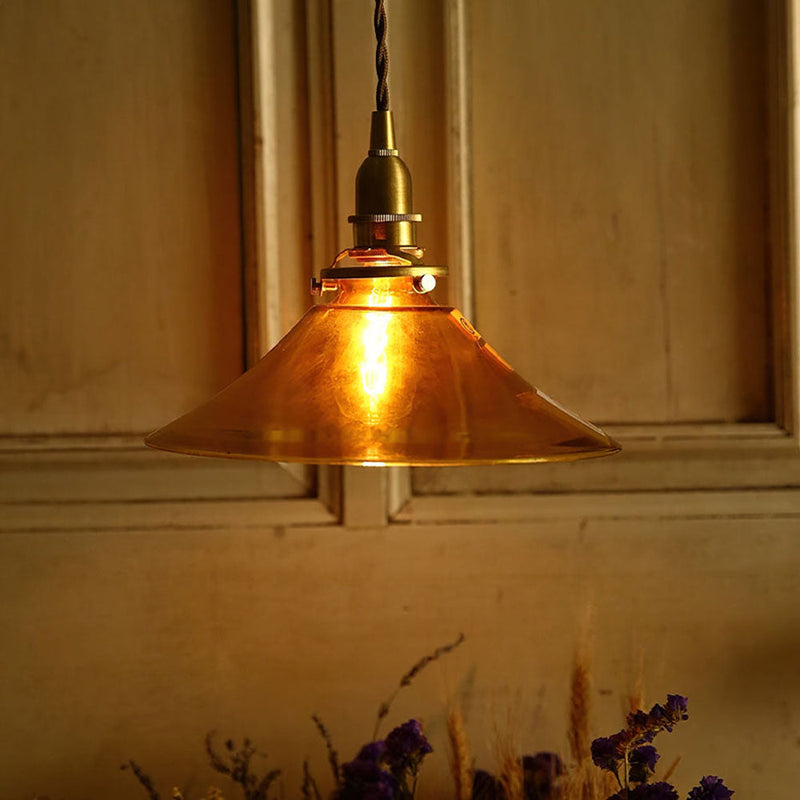 Miravique Single Head Retro Amber Glass Pendant Light