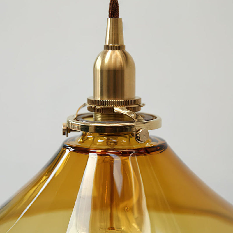 Miravique Single Head Retro Amber Glass Pendant Light