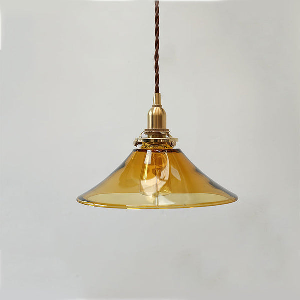 Miravique Single Head Retro Amber Glass Pendant Light