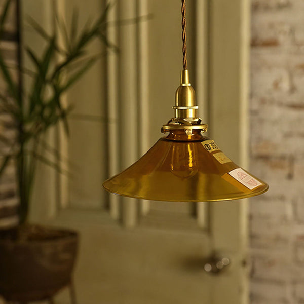 Miravique Single Head Retro Amber Glass Pendant Light