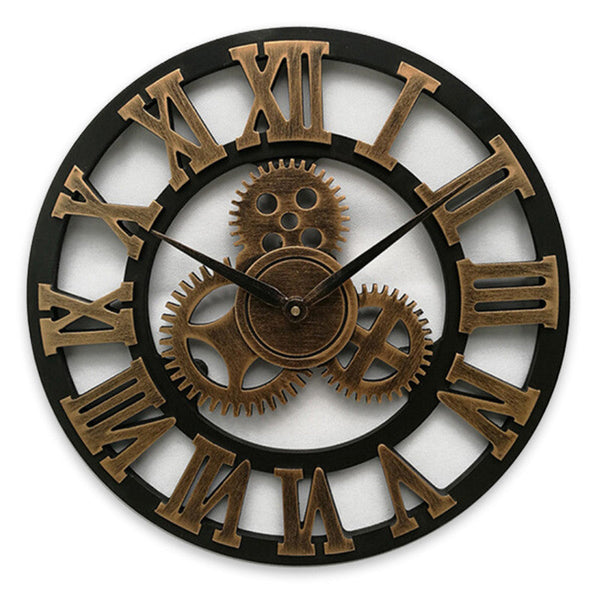 Retro Industrial Style Wall Clock - Vintage Wooden Wall Art for Home & Office Decor