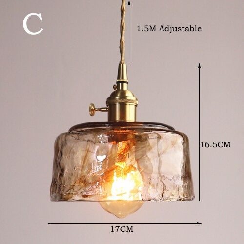 Miravique Brass Amber Glass Pendant Light