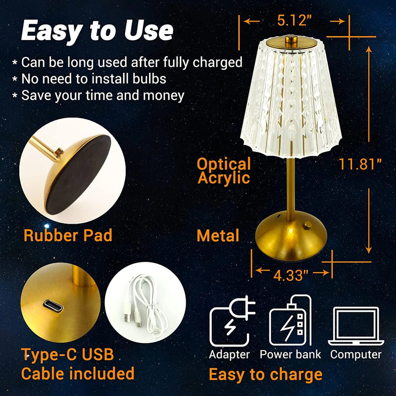 UniGlow - Dimmable Crystal Decor Table Lamp