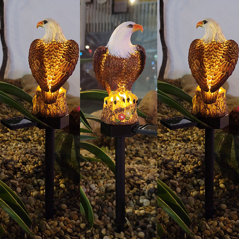 Garden Eagle Owl Parrot Statue LED Solar Light Outdoor Waterproof Lawn Lamp