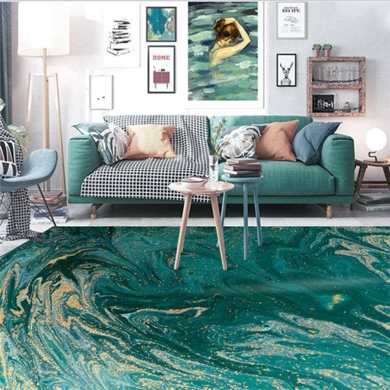 Emulate the Majesty of the Ocean with Abstract Green Ocean Area Rug - Rectangle