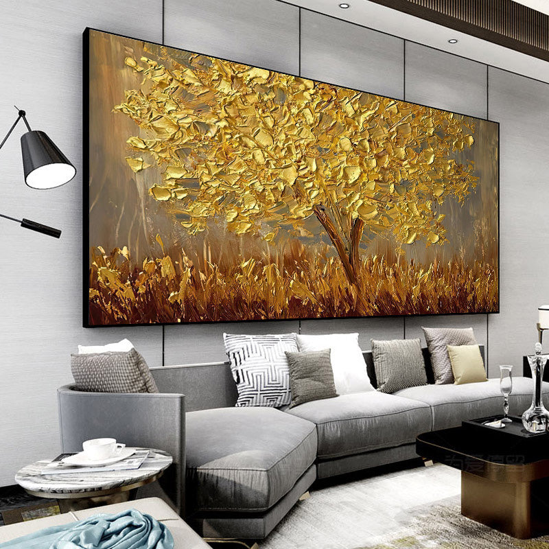 Hand Painted Gold Tree Oil Painting On Canvas Large Palette 3D Paintings For Living Room Modern Abstract Wall Art Pictures