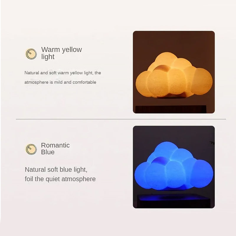 Floating Cloud Wooden Base Lamp