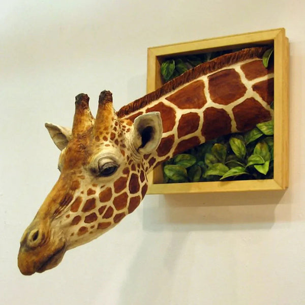 3D Lifelike Giraffe Head Wall Sculpture – Unique Nature-Inspired Home Decor