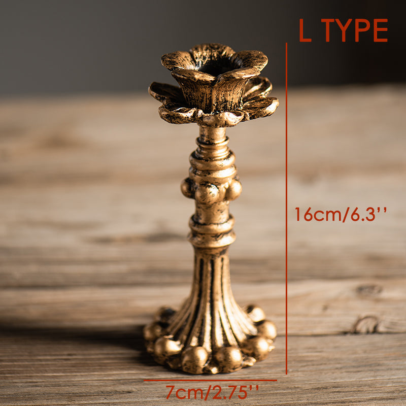 Timeless Elegance - Antique-Style French Candlestick in Resin, Vintage Decor for Classic Interiors