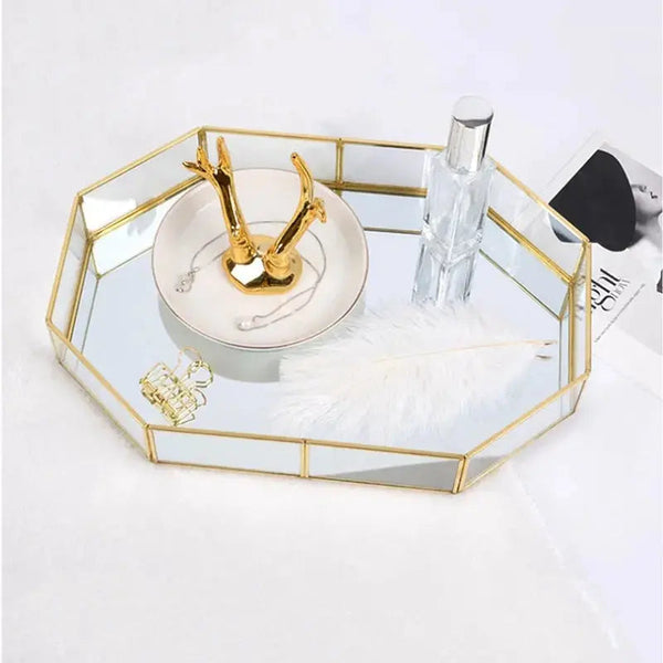 Gold Plated Glass Tray