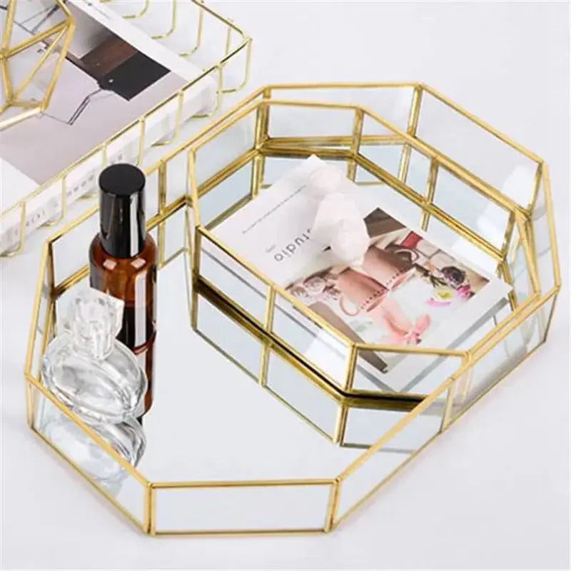 Gold Plated Glass Tray