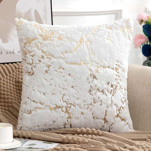 Golden Plush Pillow Cover