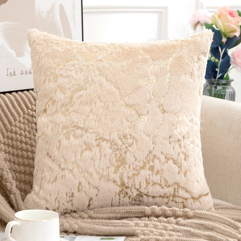 Golden Plush Pillow Cover