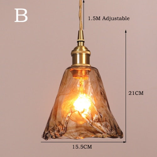 Miravique Brass Amber Glass Pendant Light