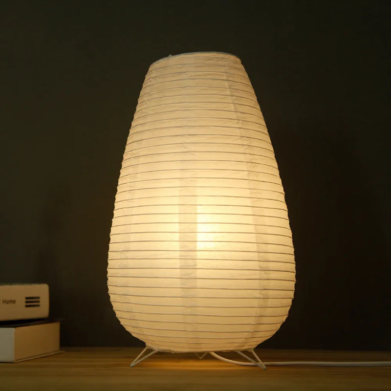 Japanese Wabi-Sabi Rice Paper Cylinder Lantern Lamp – Traditional Floor & Table Lamp with Eastern Design