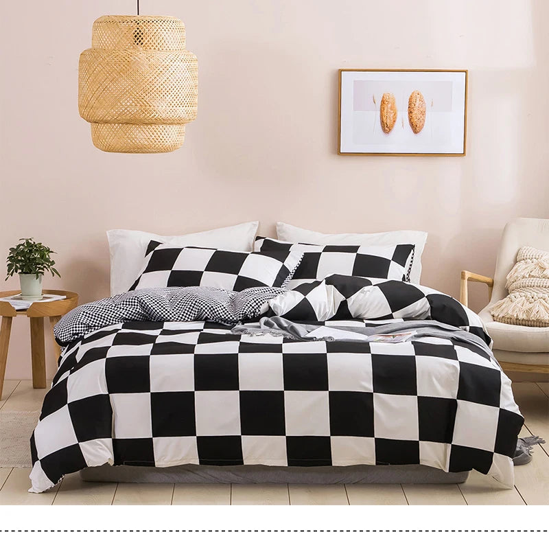 Checkered Charm Bedding Set - Single/Queen Size Ensemble