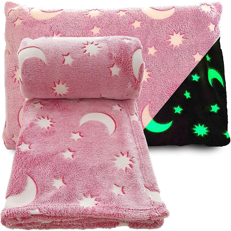 Warm Glow-In-The-Dark Flannel Blanket for Kids & Adults | Cozy Starry Night Design | Ideal Gift for Birthdays & Holidays