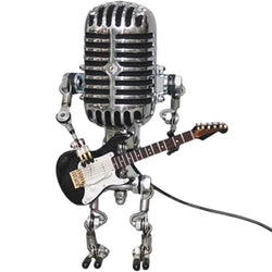 Vintage Microphone Robot With Guitar Lamp