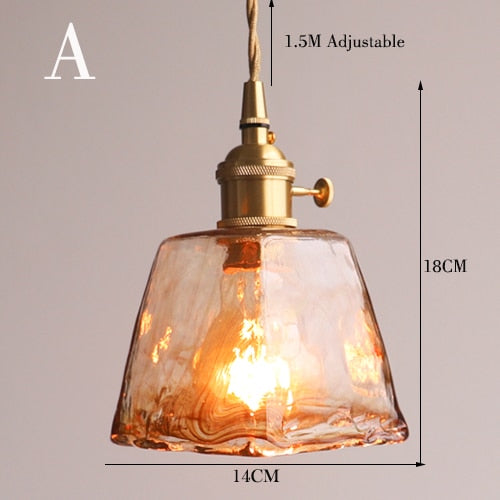 Miravique Brass Amber Glass Pendant Light