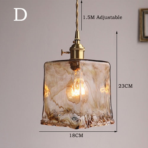 Miravique Brass Amber Glass Pendant Light