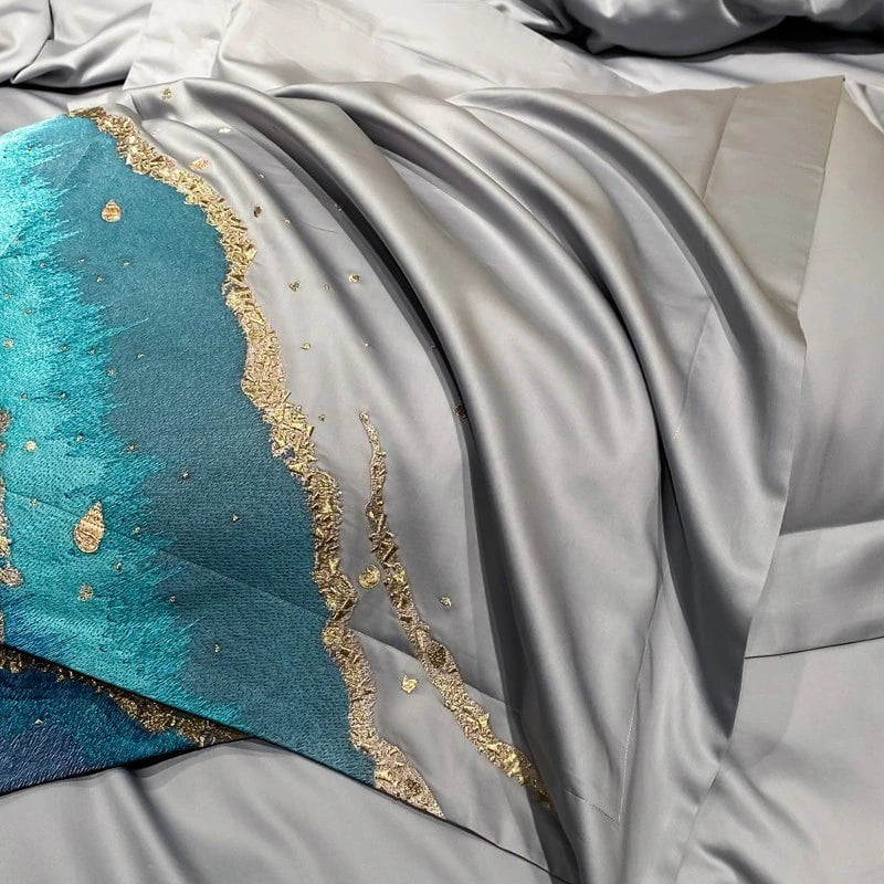 Luxurious All-Season Egyptian Cotton Duvet Cover Set - Whimsical Waters Collection