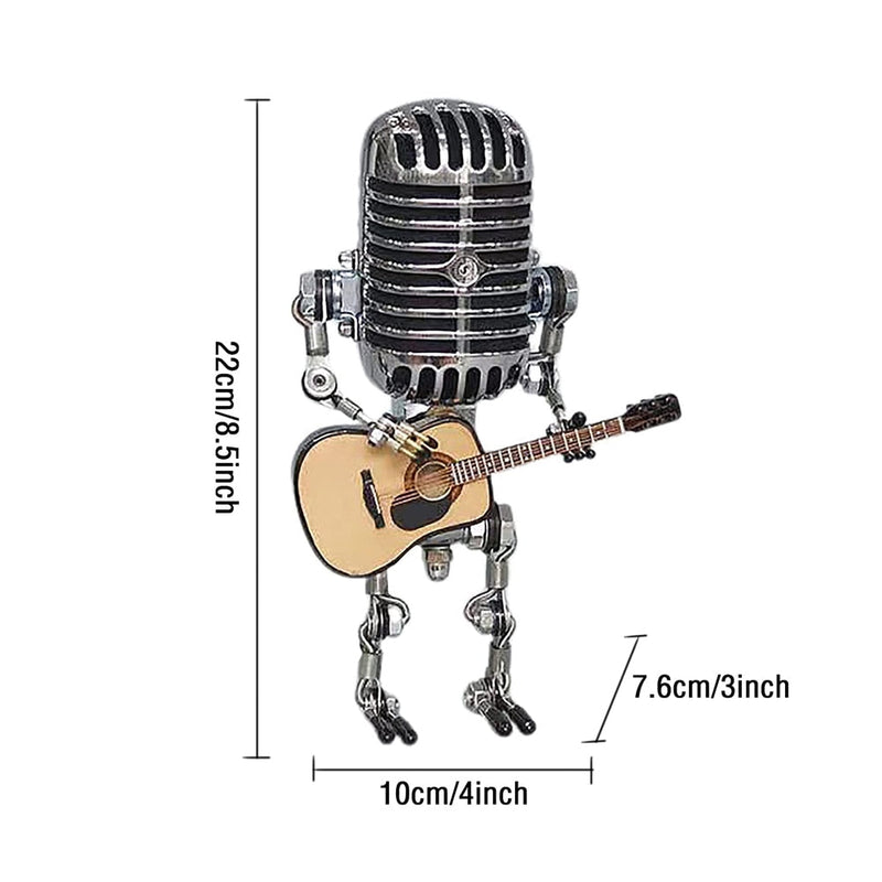 Vintage Microphone Robot With Guitar Lamp