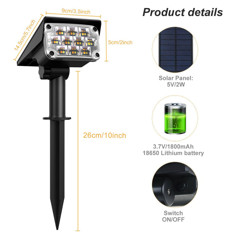 Solar Power Landscape Spotlights Garden Light outdoor IP65 Spotlight