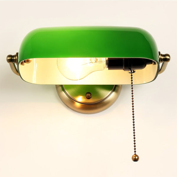 Miravique Vintage Green Banker Wall Lamp