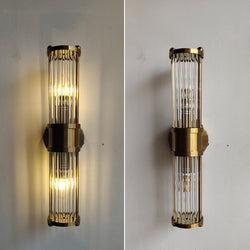 Miravique Crystal Gold Glass Rod Wall Lamps