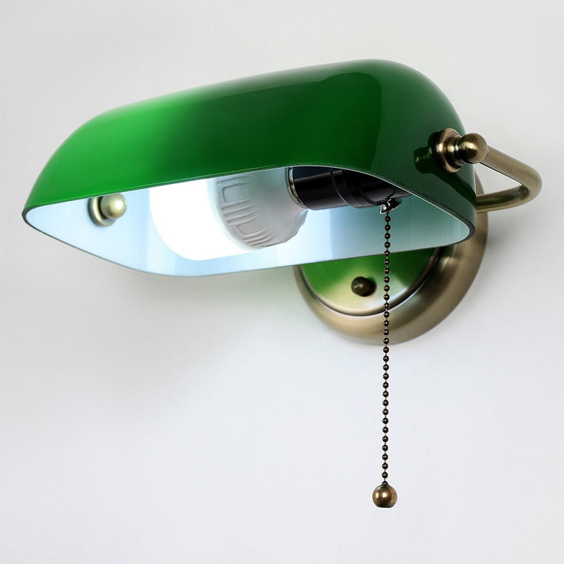 Miravique Vintage Green Banker Wall Lamp