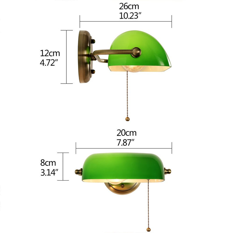 Miravique Vintage Green Banker Wall Lamp