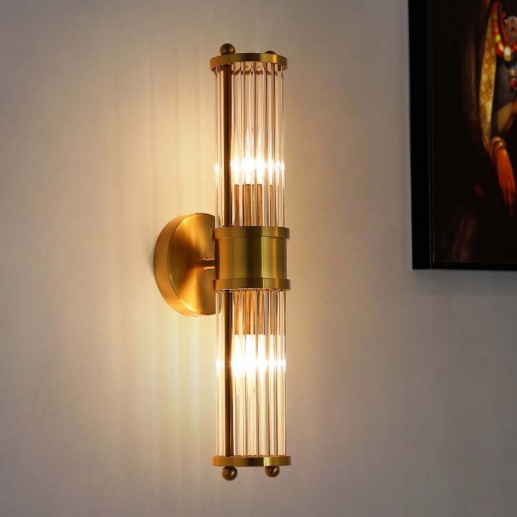 Miravique Crystal Gold Glass Rod Wall Lamps