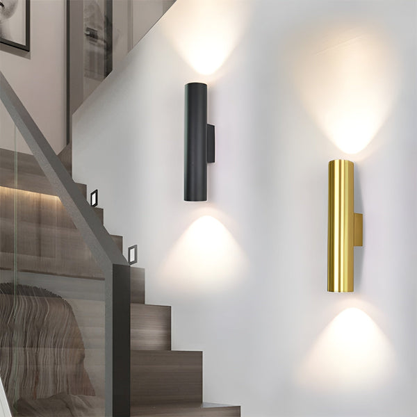 Doppelkopf Wall Light - Gold Wall Sconce - Cylinder Wall Light