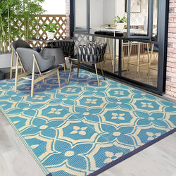 BlueBliss Outdoor Rug - Geometric Polypropylene Rug