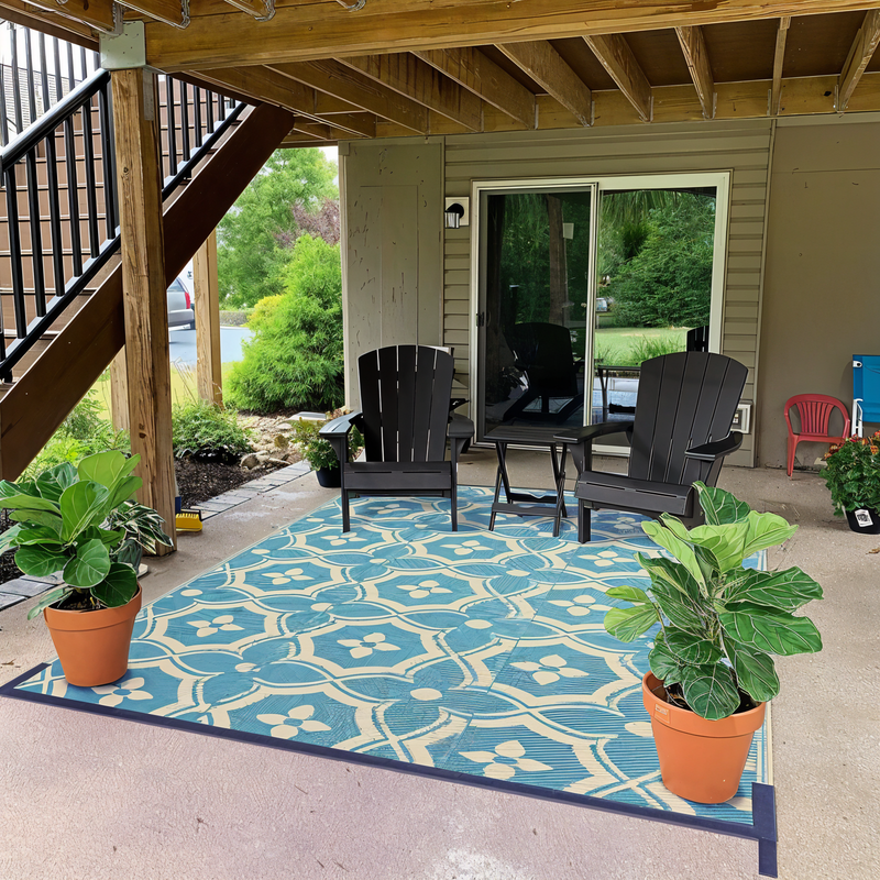 BlueBliss Outdoor Rug - Geometric Polypropylene Rug