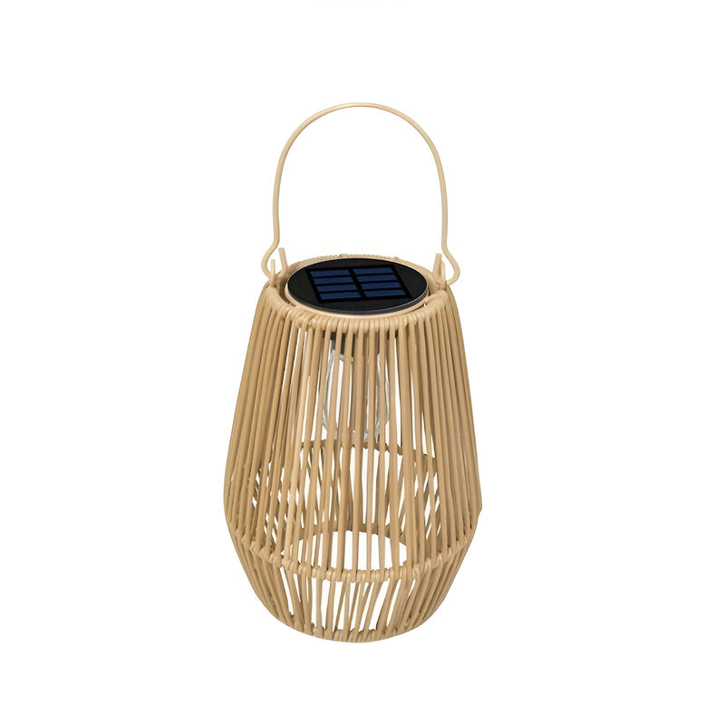 CageRattan Solar Lights Garden - Bamboo Solar Lights - Waterproof Hanging Lantern