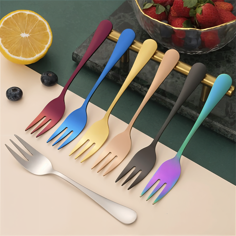 ChromaForks- 4/6-piece dessert fork sets- salad forks- stainless steel forks