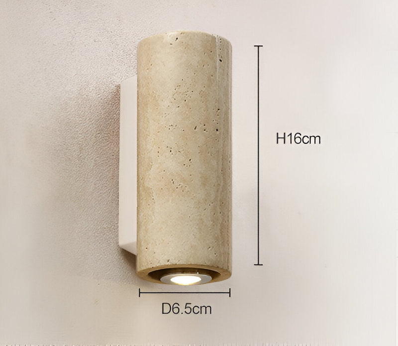 Natural Stone Wall Light - Travertine Wall Light - Strip Wall Light Marble Wood Base