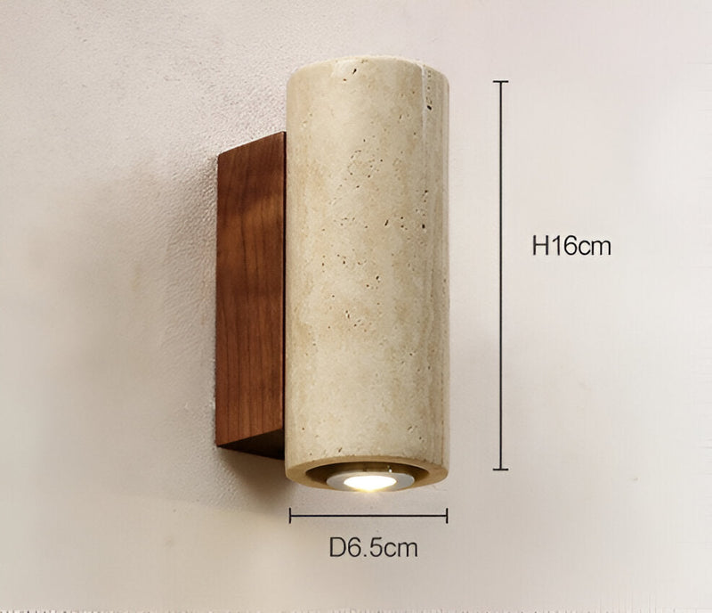 Natural Stone Wall Light - Travertine Wall Light - Strip Wall Light Marble Wood Base